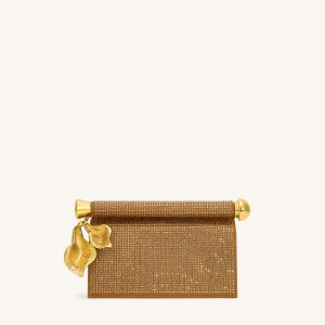Holly Artificial Crystal Metal Pendant Embellished Clutch - Champagne - view 1
