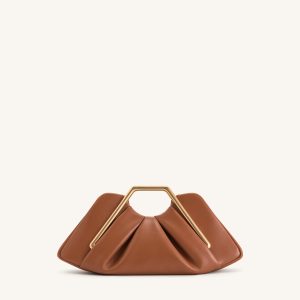 Lila Metal Frame Clutch - Brown - view 1