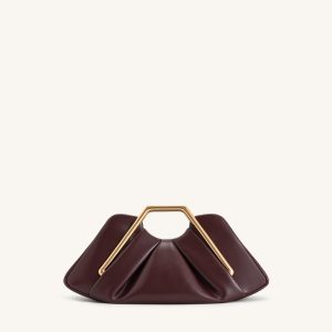 Lila Metal Frame Clutch - Burgundy - view 1