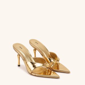Noemi Square-Toe Metal Accent Sandals - Metallic Gold