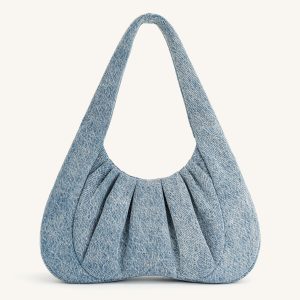 Ashley Denim Ruched Shoulder Bag - Blue - view 1