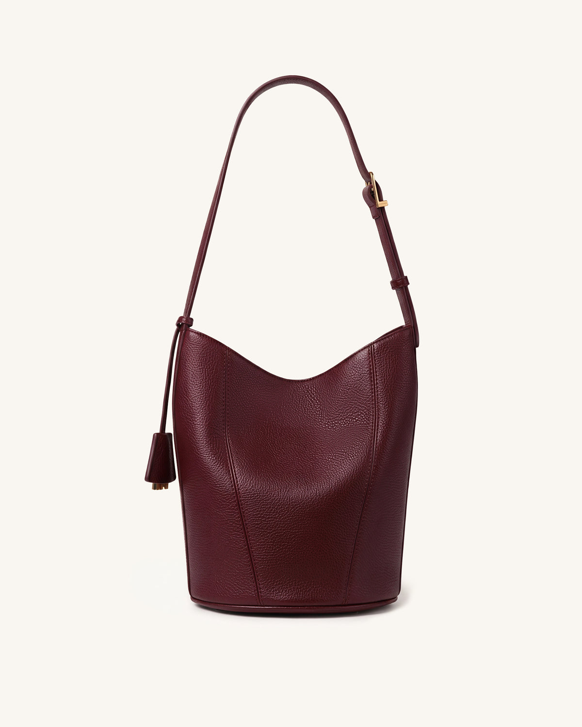 Zora Pebbled Bucket Bag - Deep Burgundy - view 3