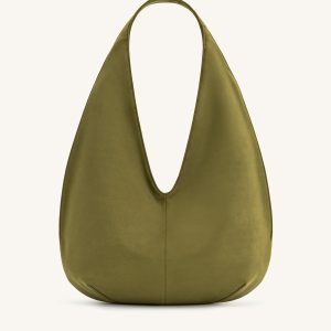 Dara Faux Suede Hobo Bag - Dark Olive - view 1