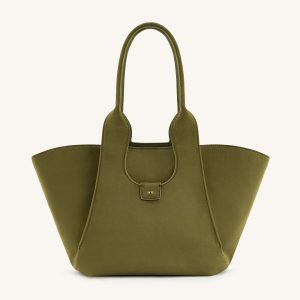 Cara Faux Suede Tote Bag - Dark Olive - view 1