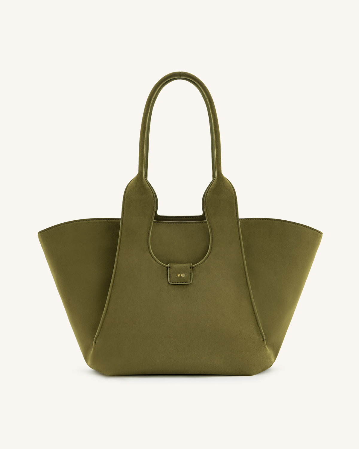 Cara Faux Suede Tote Bag - Dark Olive - view 1