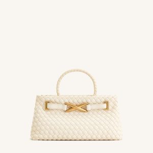Elora Woven Tote Bag - White - view 1