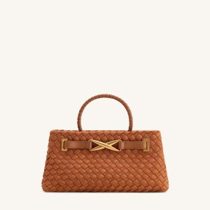 Elora Faux Suede Woven Tote Bag - Brown - view 1