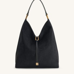 Aria Faux Suede Shoulder Bag - Black - view 1