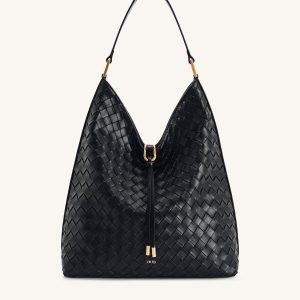 Aria Woven Texture Shoulder Bag - Black - view 1