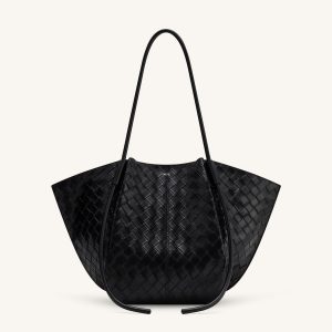 Nala Wide Weave Texture Tote Bag - Black - view 1