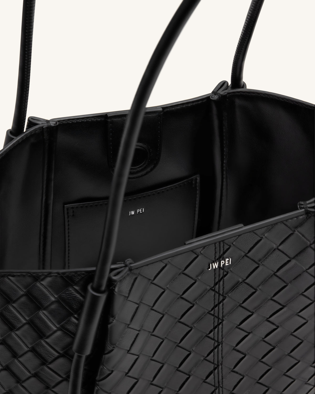 Nala Wide Weave Texture Tote Bag - Black - view 4