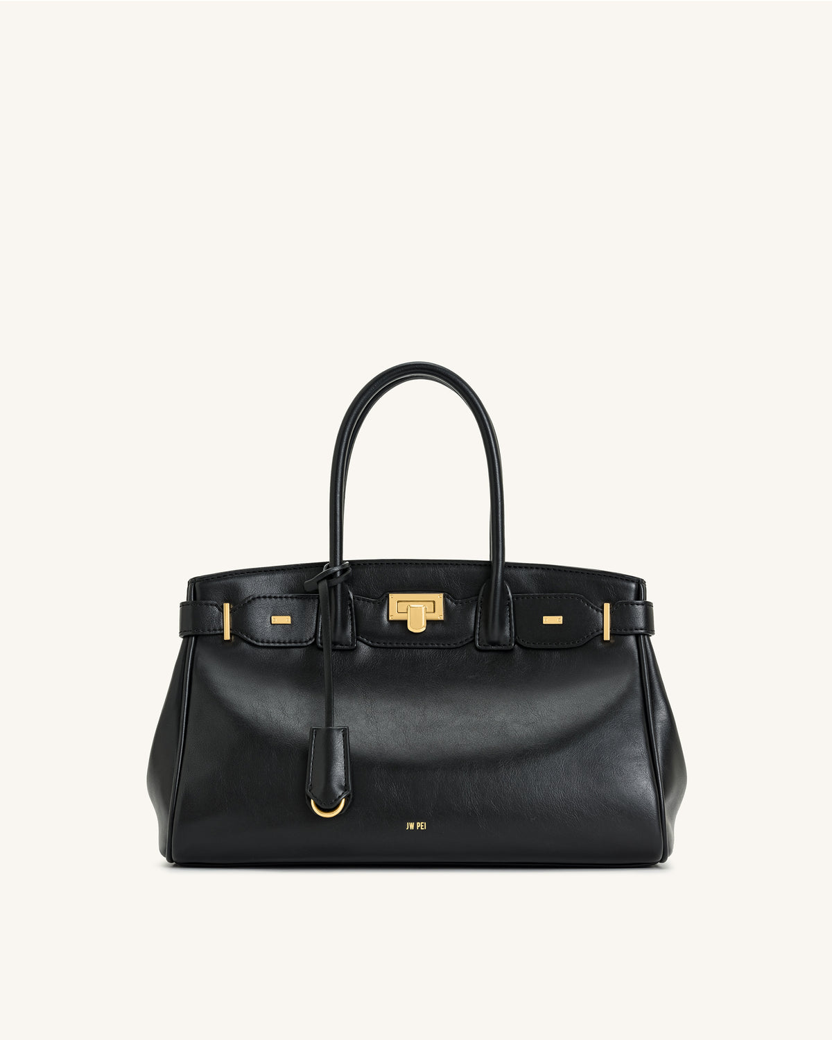 Ziva Metal Lock Decoration Tote Bag - Black - view 1