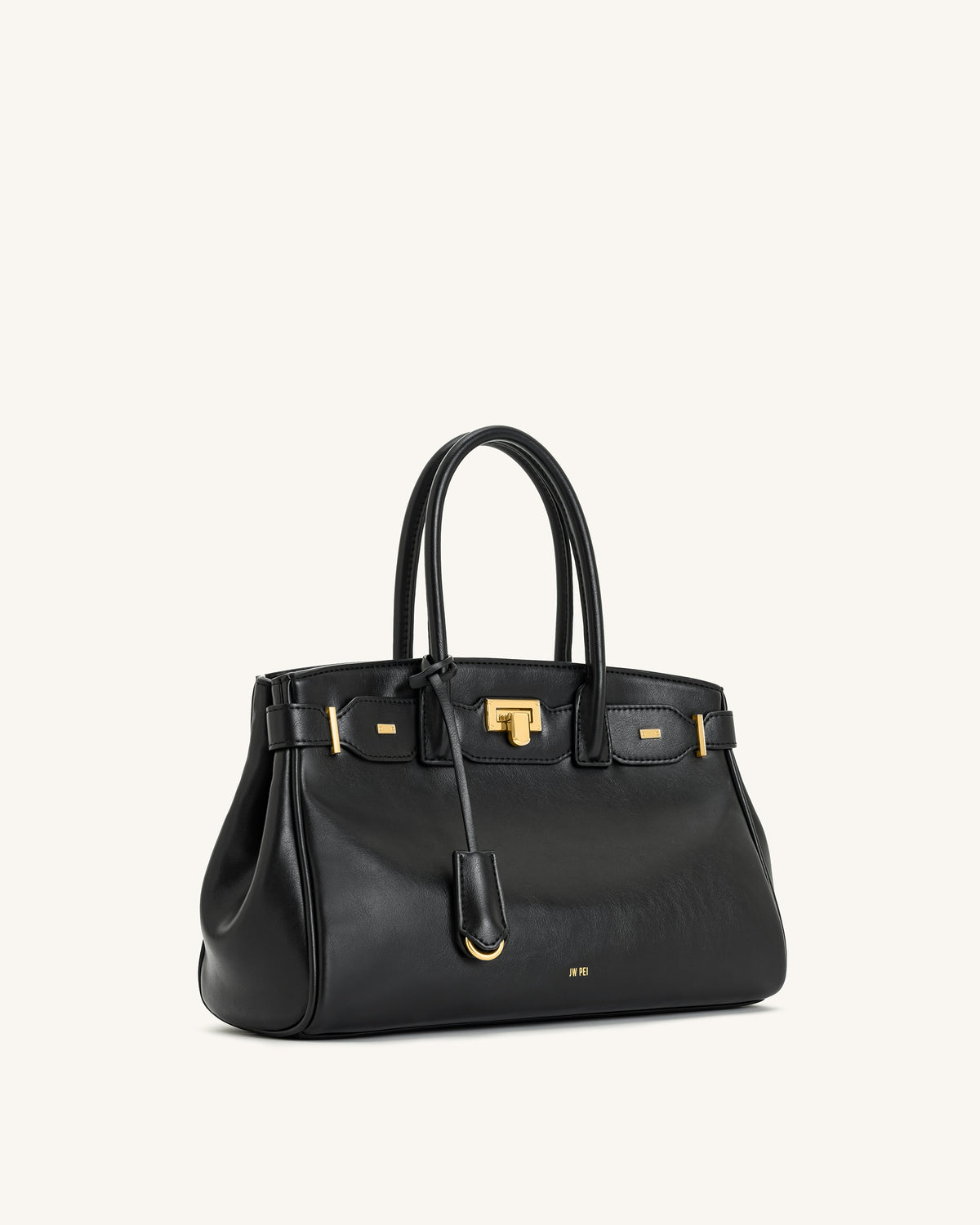 Ziva Metal Lock Decoration Tote Bag - Black - view 2