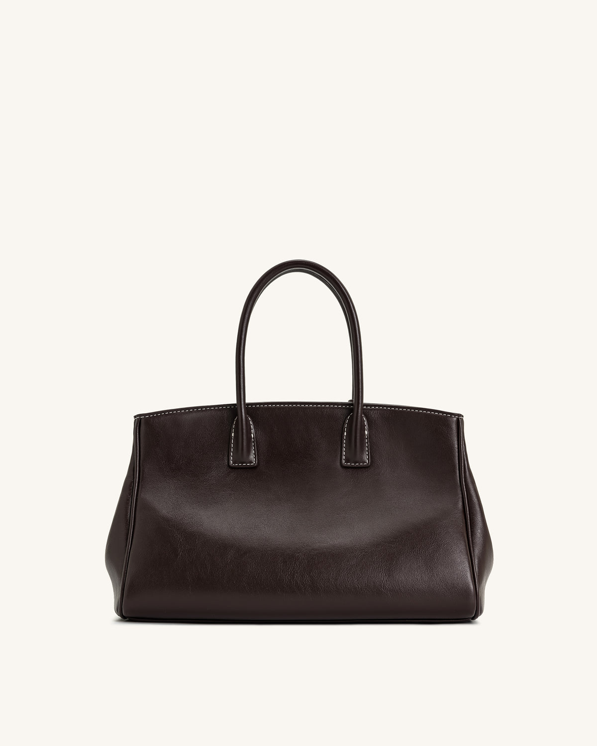 Ziva Metal Lock Decoration Tote Bag - Dark Brown - view 3