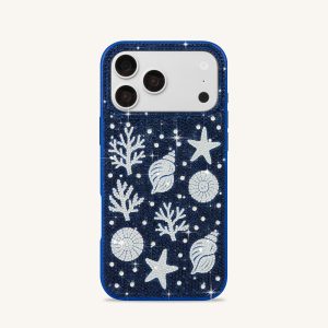 Ocean Shell Artificial Crystal Phone Case – Blue - view 1