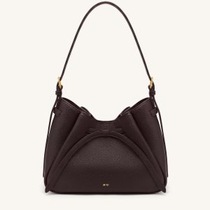 Mabel Soft Bow Shoulder Bag - Dark Brown - view 1