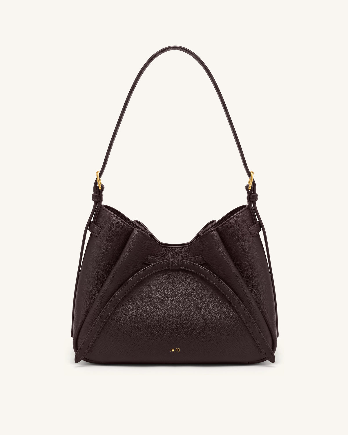 Mabel Soft Bow Shoulder Bag - Dark Brown - view 1