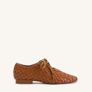 Kayla Weave Strap Flat Shoes - Brown - view 1