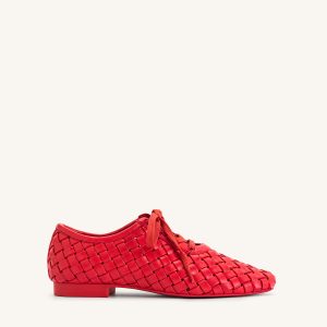 Kayla Weave Strap Flat Shoes - Red - view 1