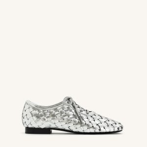 Kayla Weave Strap Flat Shoes - Silver - view 1