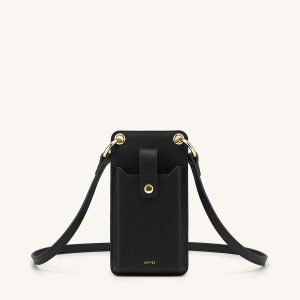 Quinn Phone Bag - Black Grained Vegan Leather