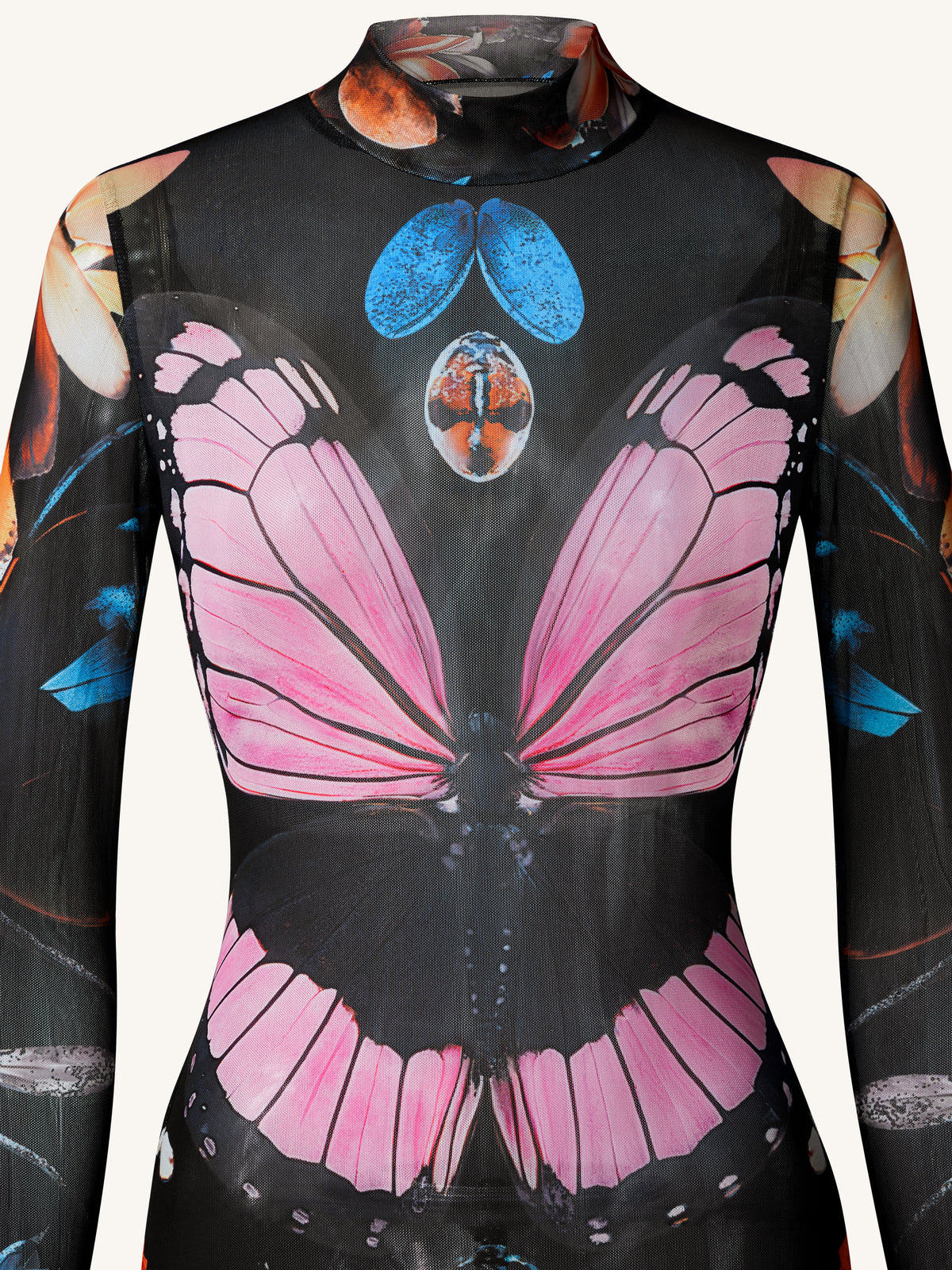 Sheer Butterfly and Beetle Gown - Multicolor - view 5
