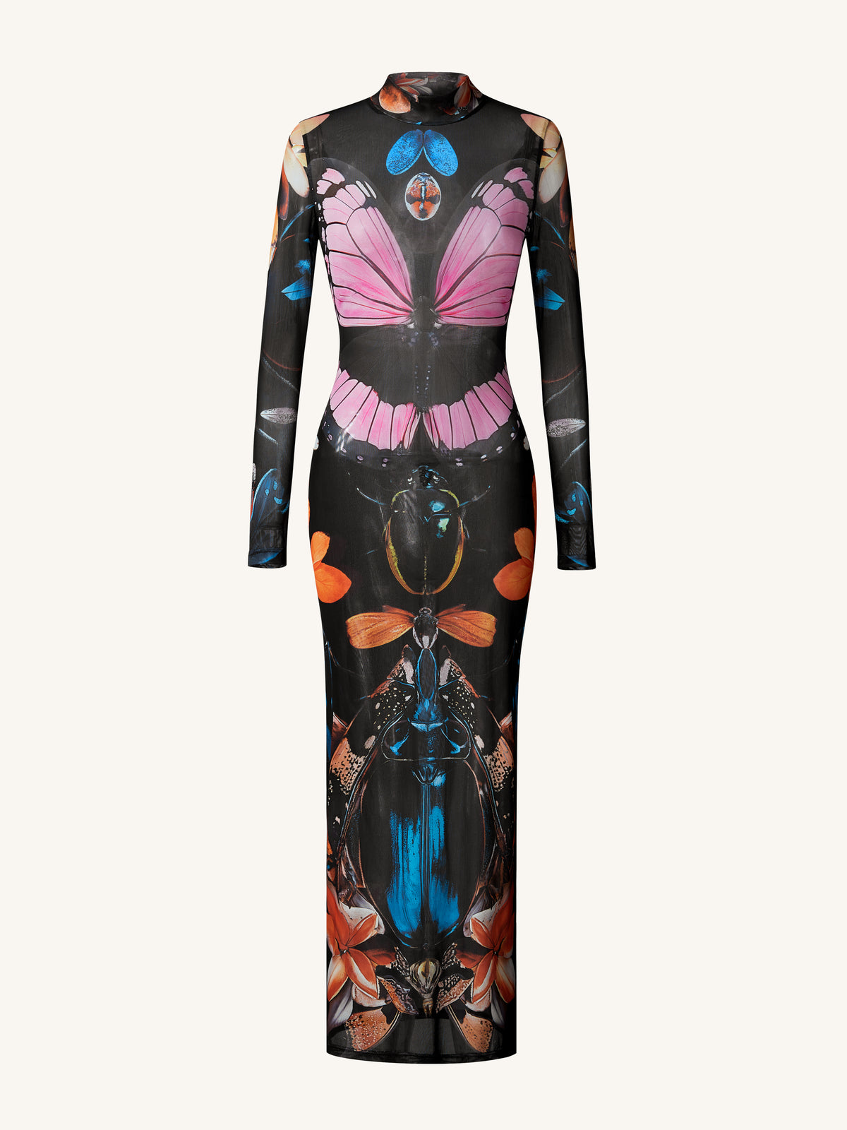 Sheer Butterfly and Beetle Gown - Multicolor - view 2