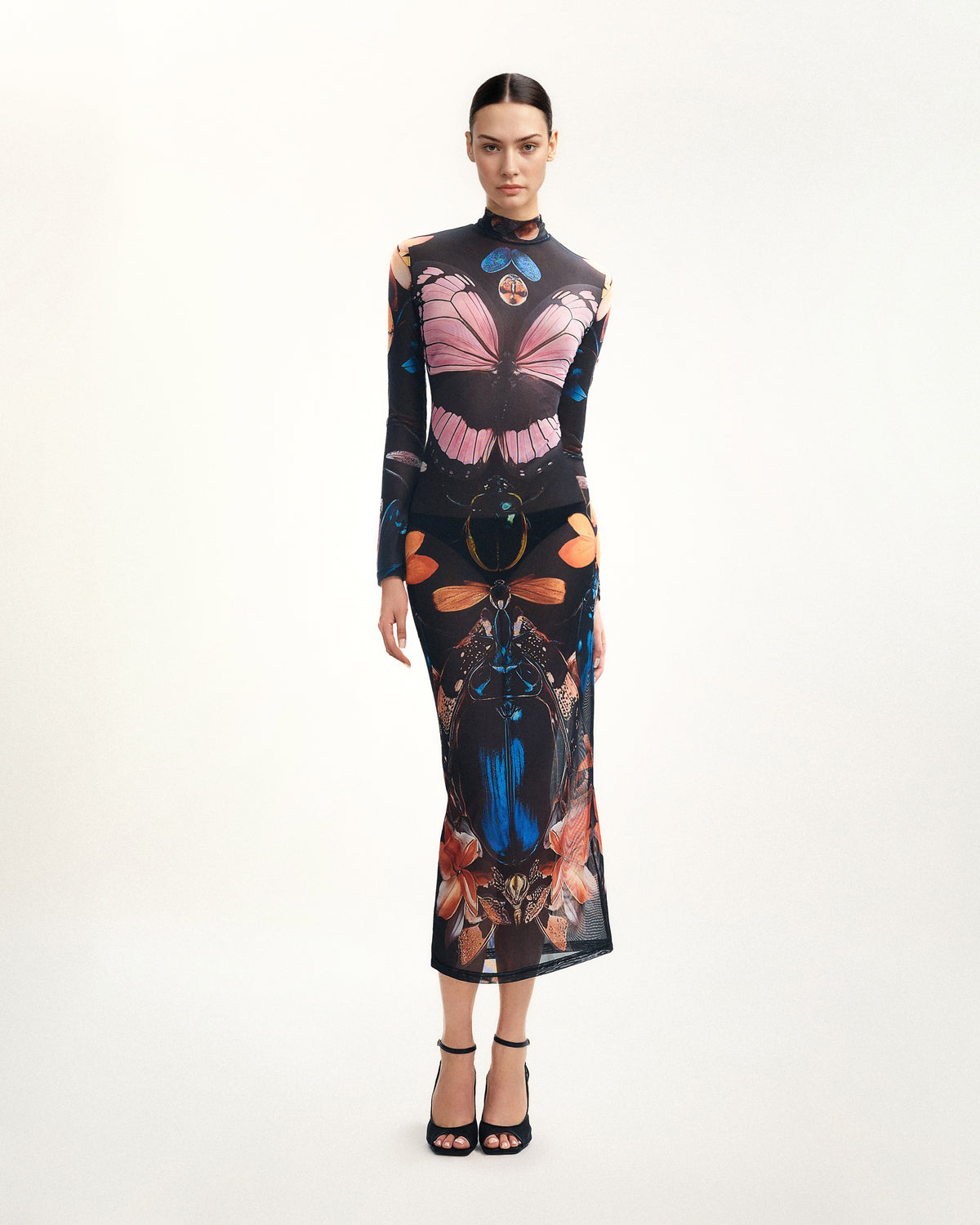Sheer Butterfly and Beetle Gown - Multicolor - view 1