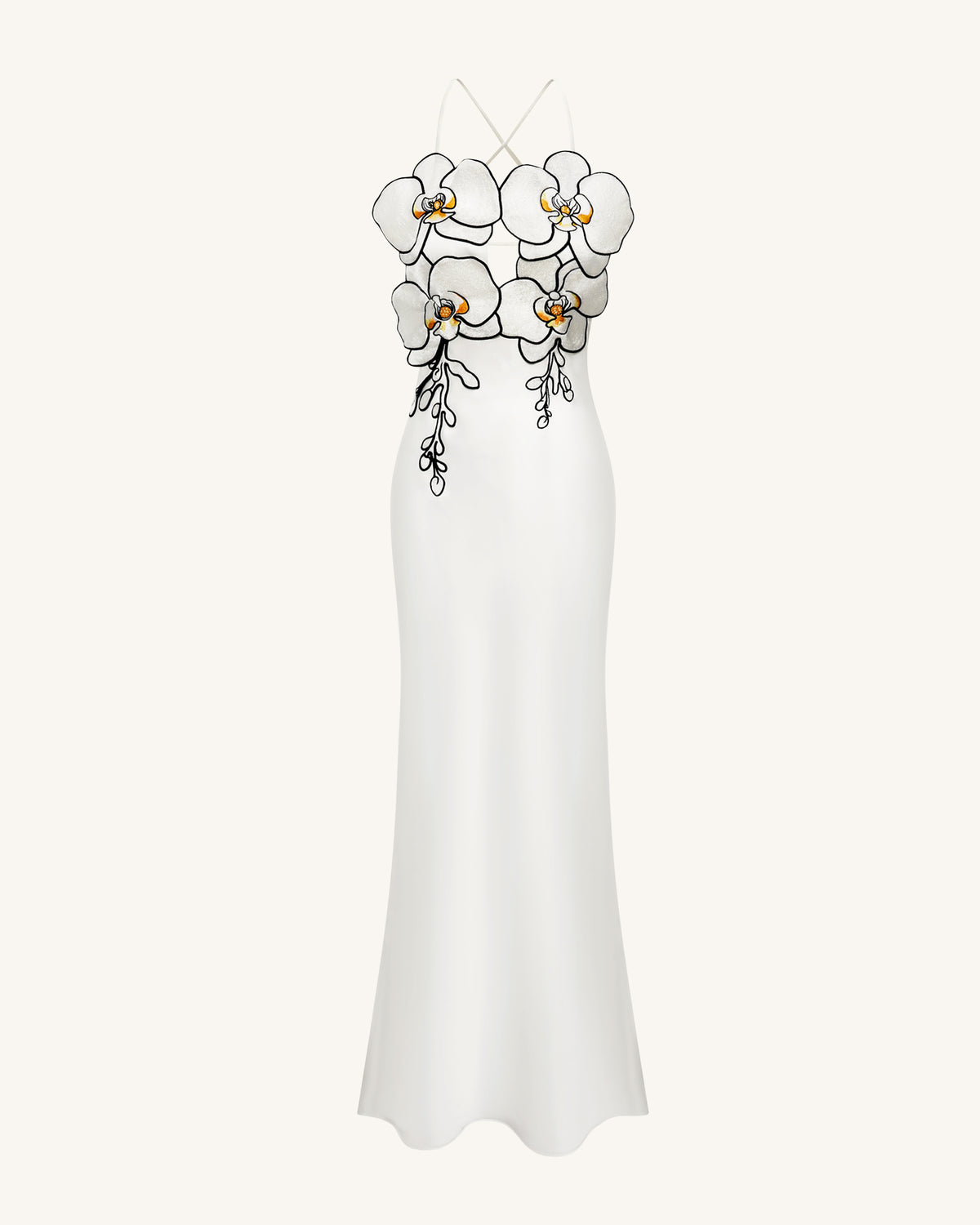 Orchid Embroidered Dress - White/Black - view 2
