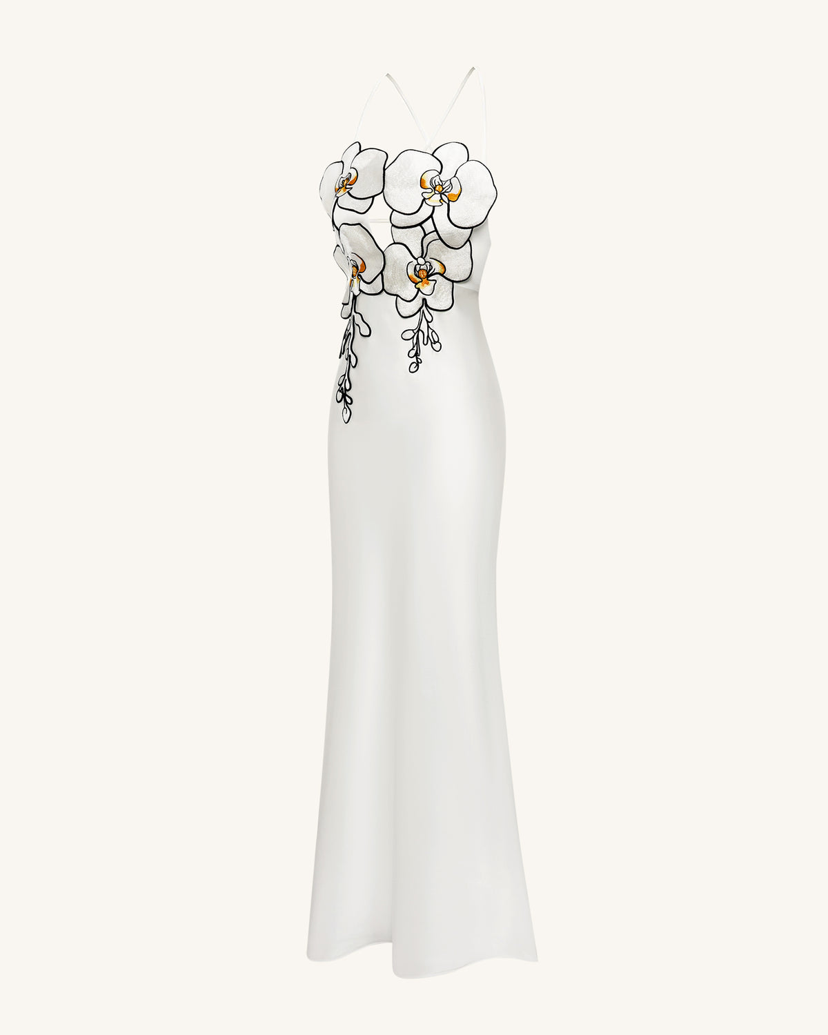 Orchid Embroidered Dress - White/Black - view 3