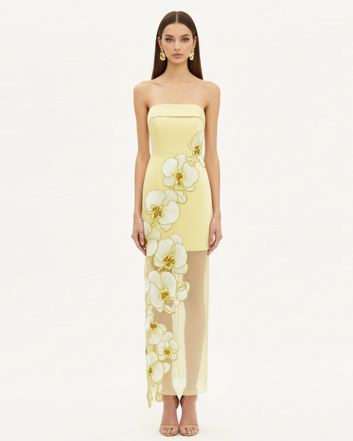 Orchid Embroidered Dress - Yellow - view 1