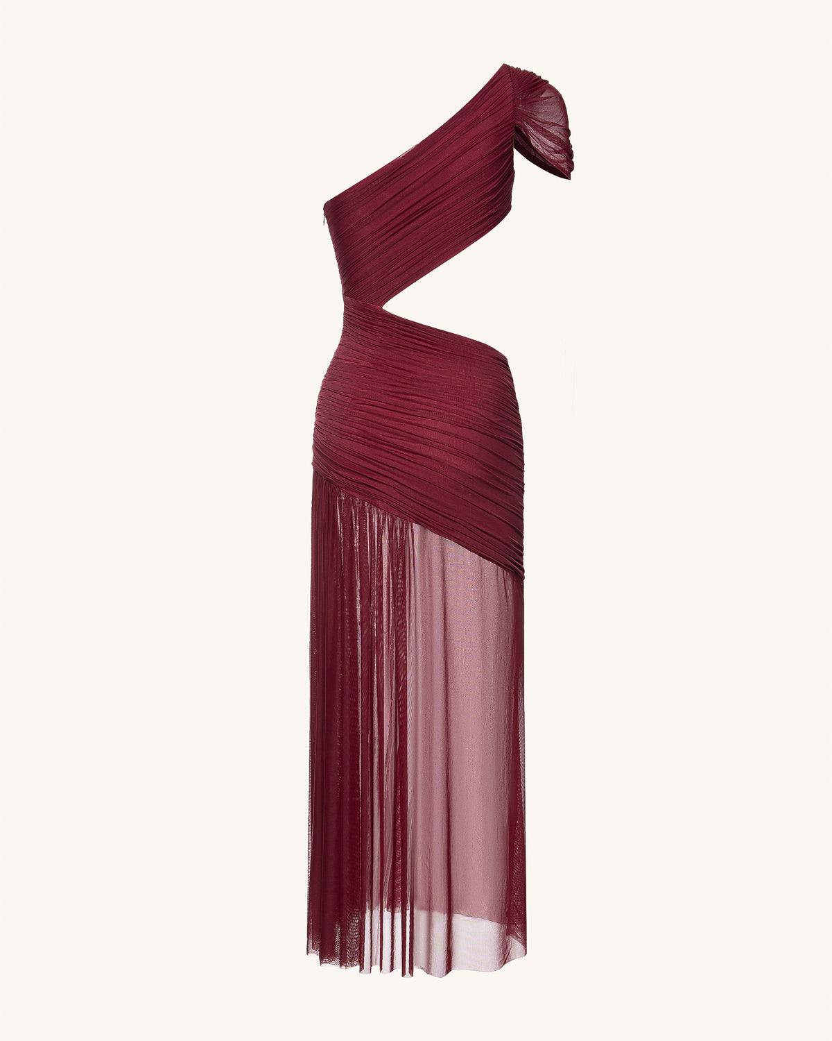 Mia Pleated Mesh Dress - Burgundy - view 6