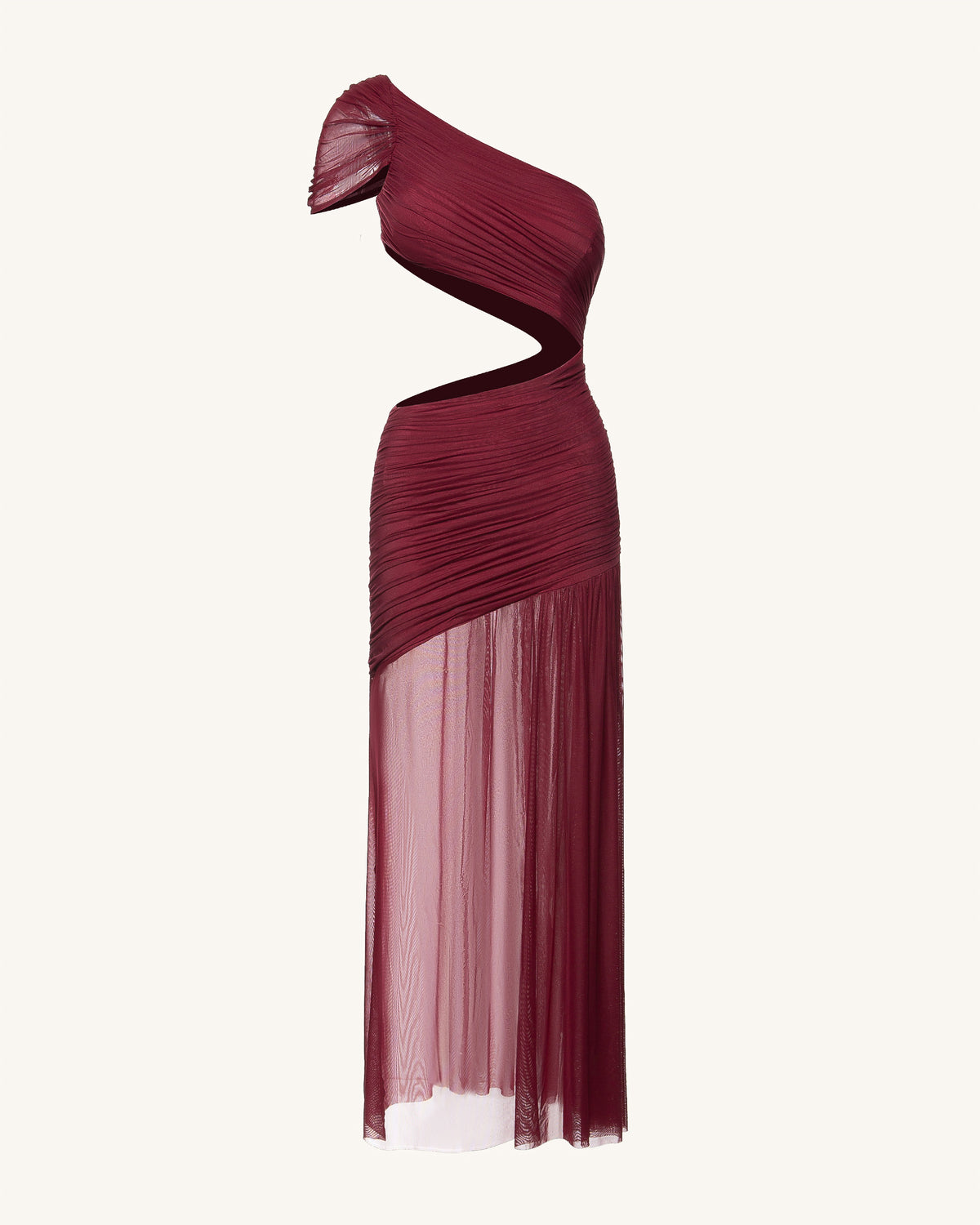 Mia Pleated Mesh Dress - Burgundy - view 4