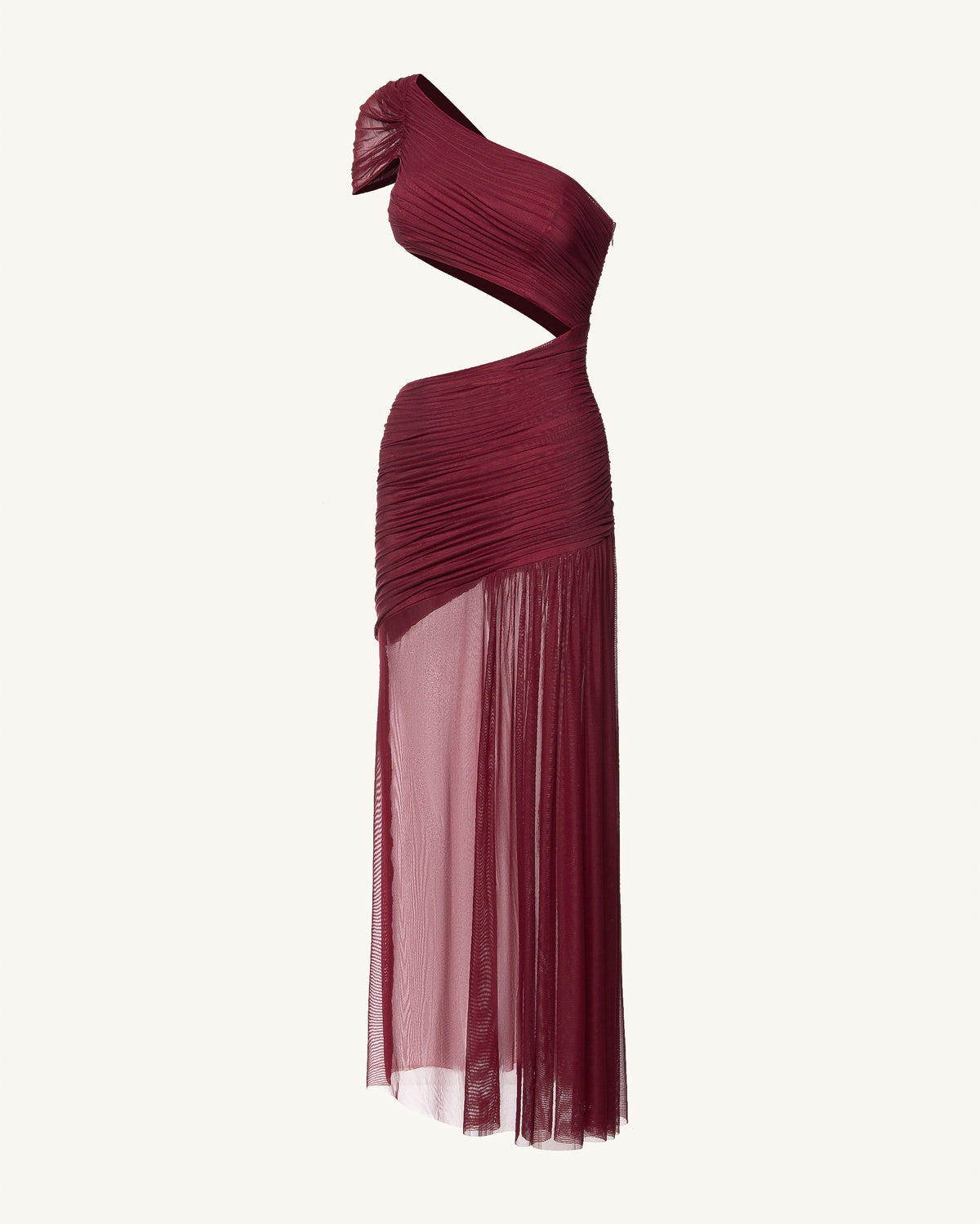 Mia Pleated Mesh Dress - Burgundy - view 5
