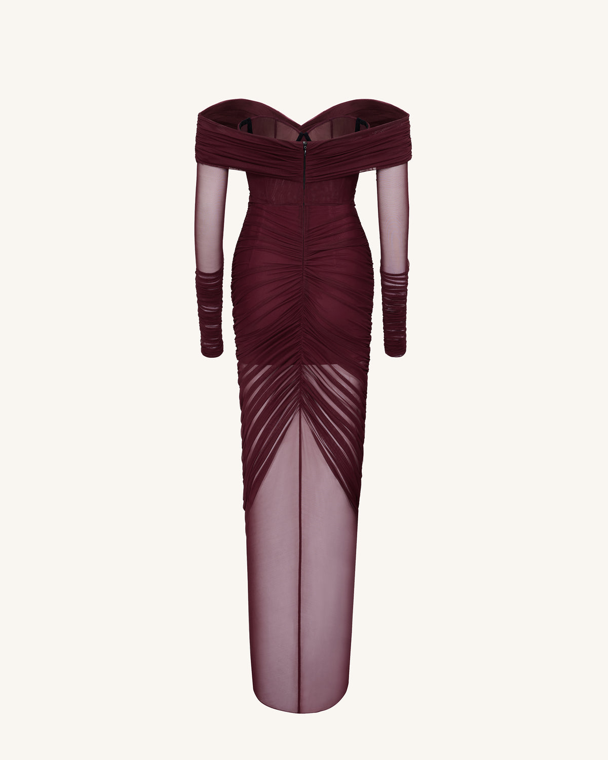 Emily Elegant Off-Shoulder Ruched Gown - Red - view 4
