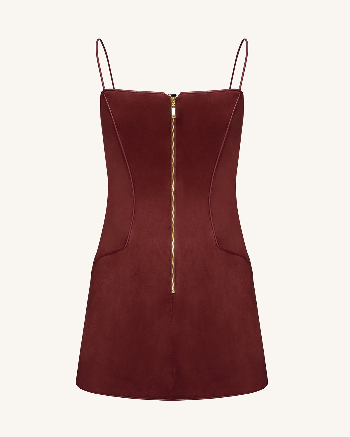 Eva Spaghetti Strap Sueded Dress - Burgundy - view 6