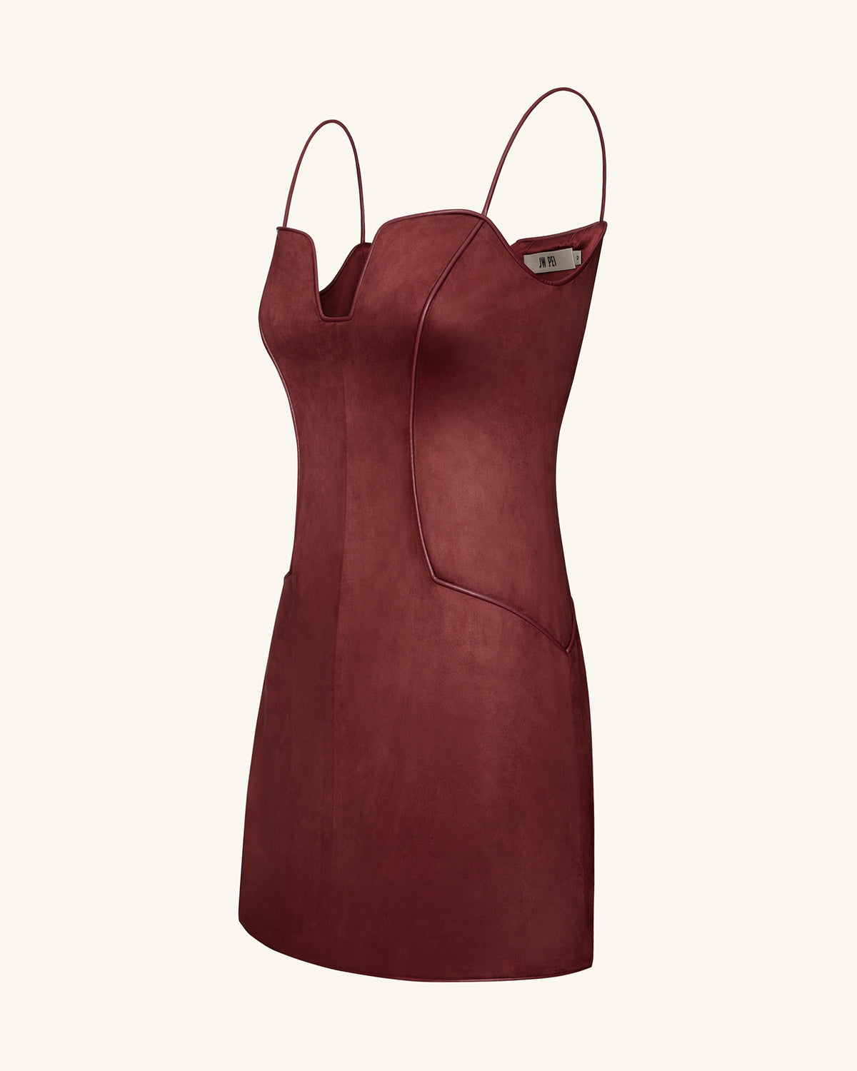 Eva Spaghetti Strap Sueded Dress - Burgundy - view 5
