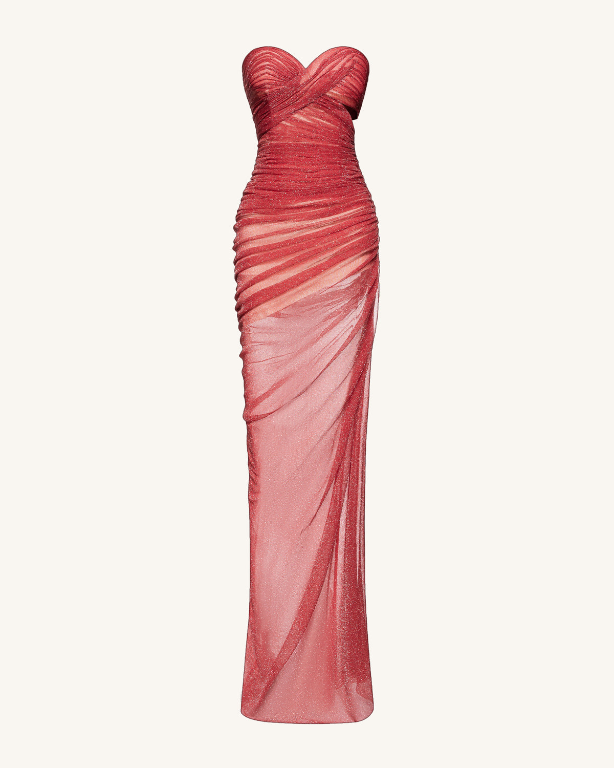 Mia Strapless Sheer Glitter Gown - Scarlet - view 5