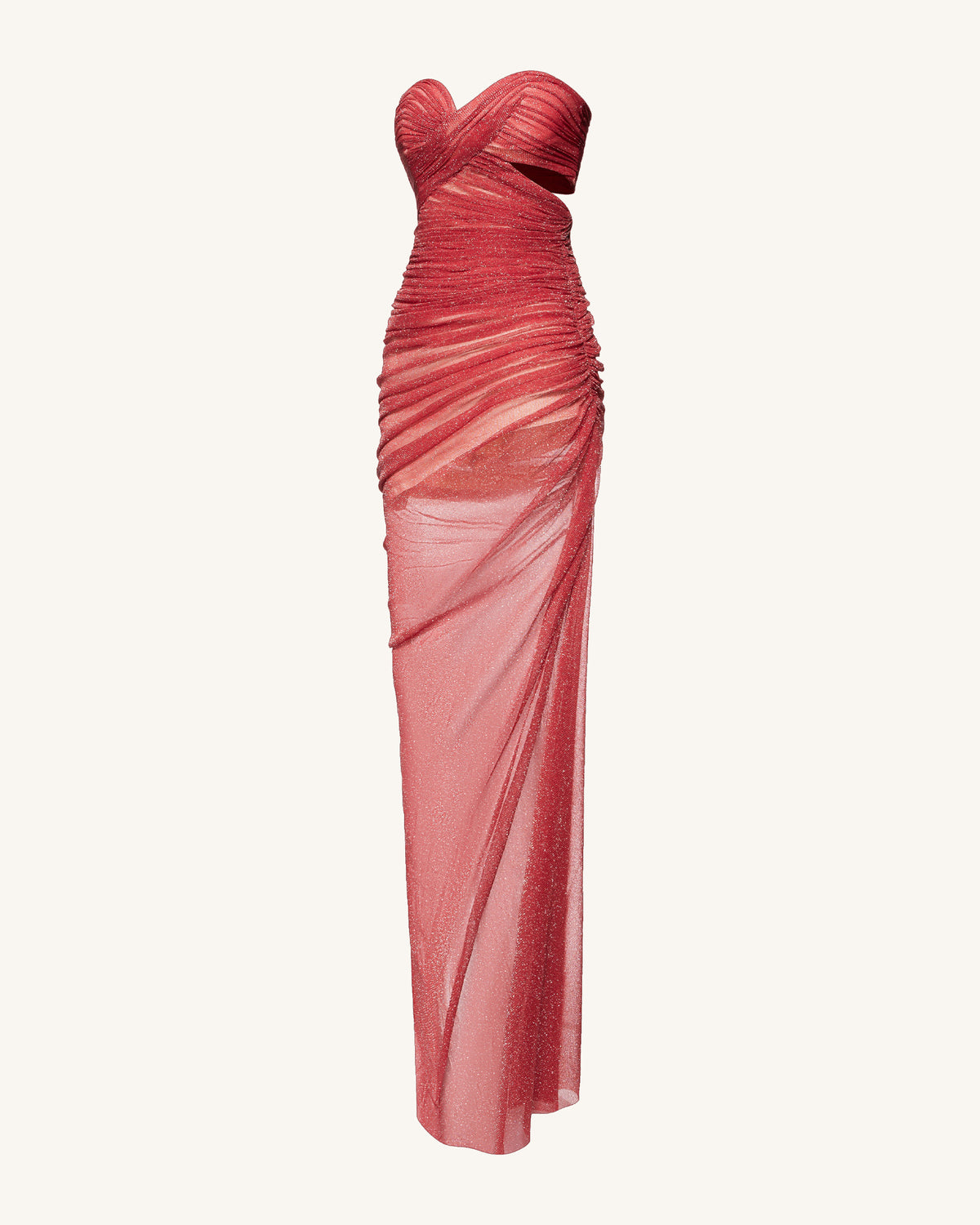 Mia Strapless Sheer Glitter Gown - Scarlet - view 6