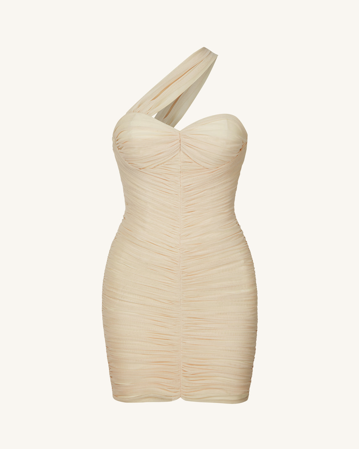 Josephine One-Shoulder Ruched Mini Dress - Nude - view 3