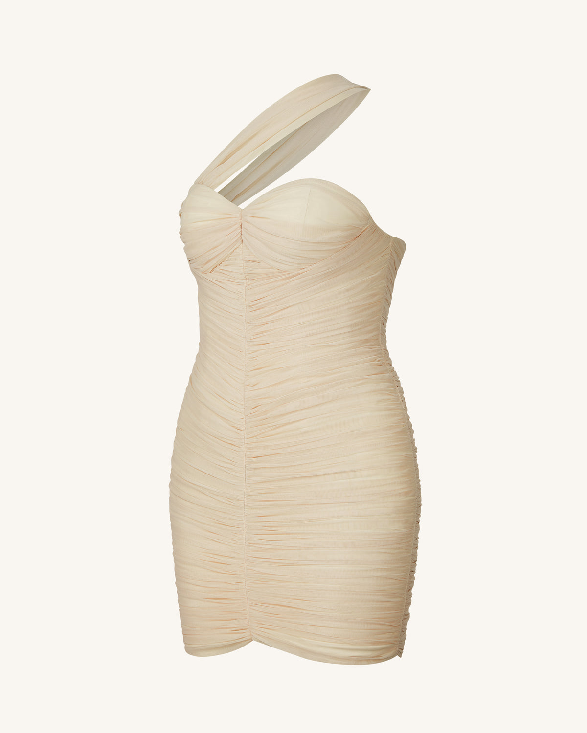 Josephine One-Shoulder Ruched Mini Dress - Nude - view 4