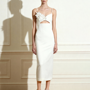 Bloom-Cut Contour Dress - White - view 1