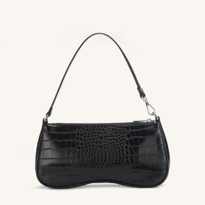 Eva Shoulder Handbag - Black Croc