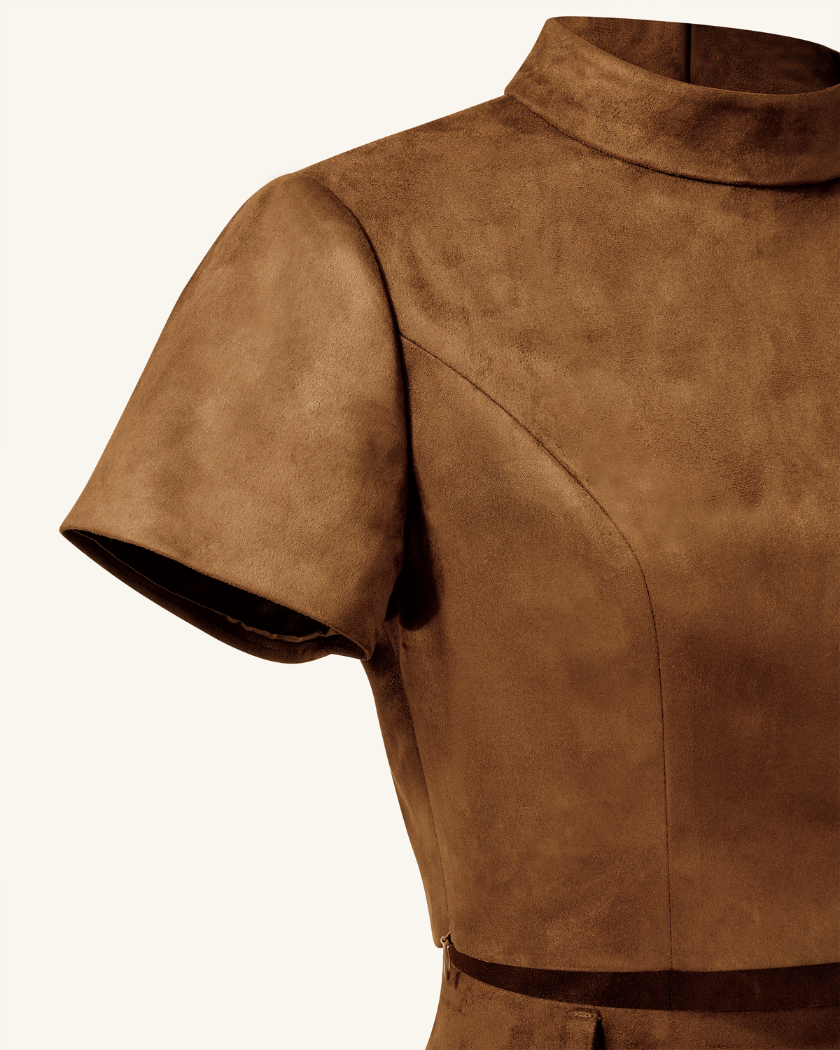 Grace Faux Suede Crop Top and Mini Skirt Set - Camel - view 6