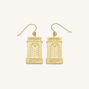 Roman Arch Earrings - 18ct Gold Plated & White Zircon - view 1