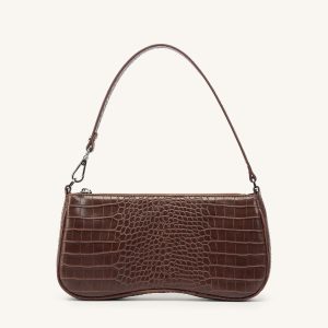 Eva Shoulder Handbag - Brown Croc