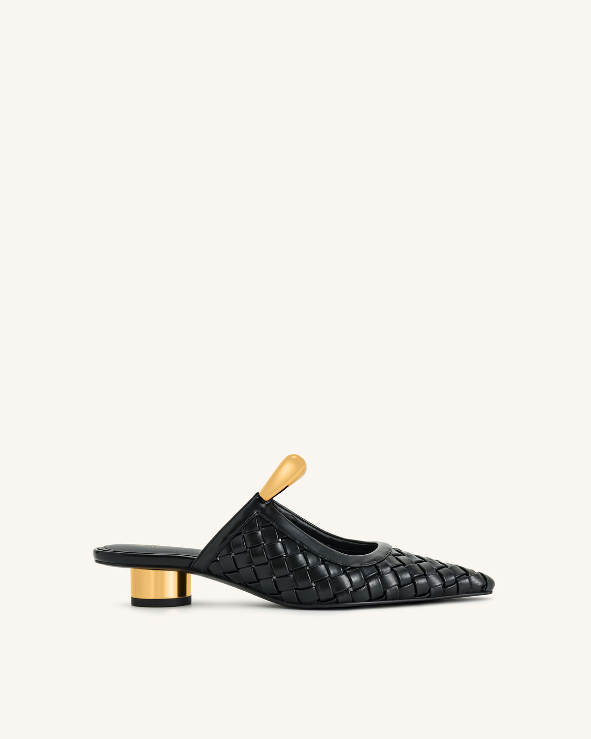 Helena Weave Pierced Mules - Black - view 1
