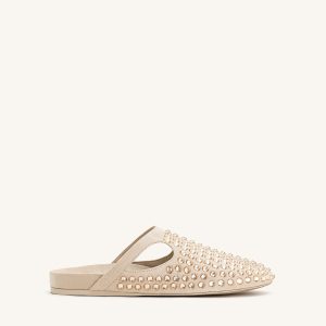 Athena Artificial Crystal Flat Mules - Beige - view 1