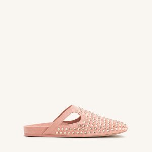 Athena Artificial Crystal Flat Mules - Pink Beige - view 1