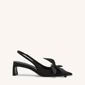 Queena Floral Appliques Slingback Pumps - Black - view 1